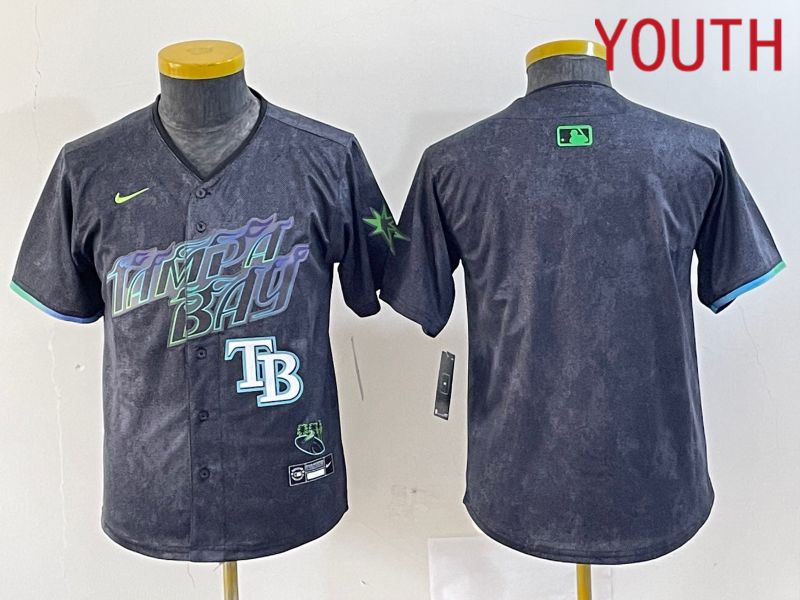 Youth Tampa Bay Rays Blank Nike MLB Limited City Connect Black 2024 Jersey style 1